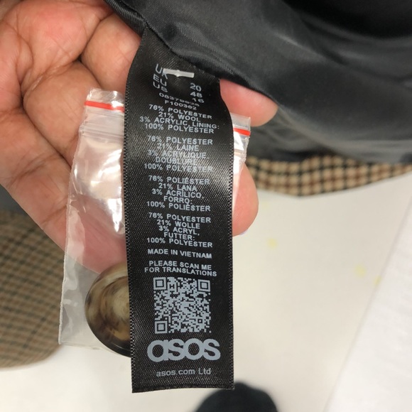 ASOS Check Double Breasted Dad Long Coat - Picture 6 of 11